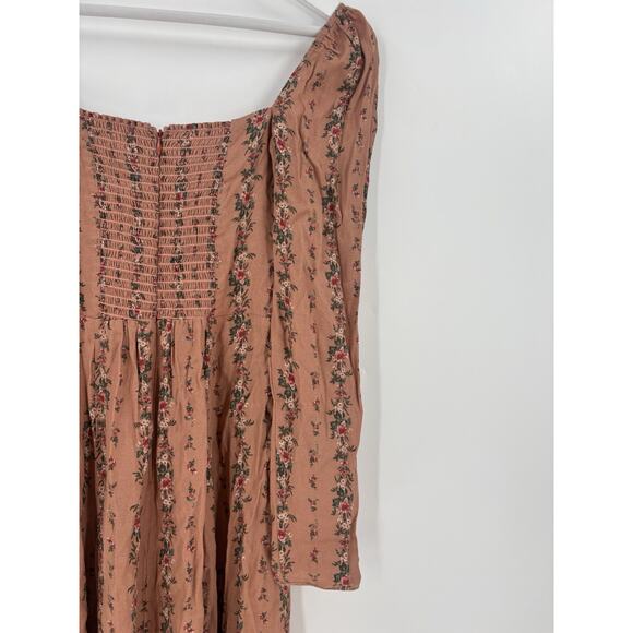 NWT Reformation Sigmund Dress 0 Floral Boudoir Midi Slit Long Sleeves Smocked - Picture 11 of 16